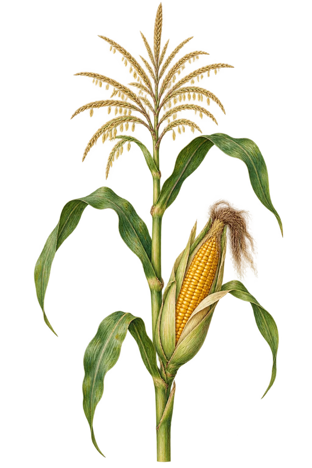 Botanical artwork associated with corn (Zea L.)