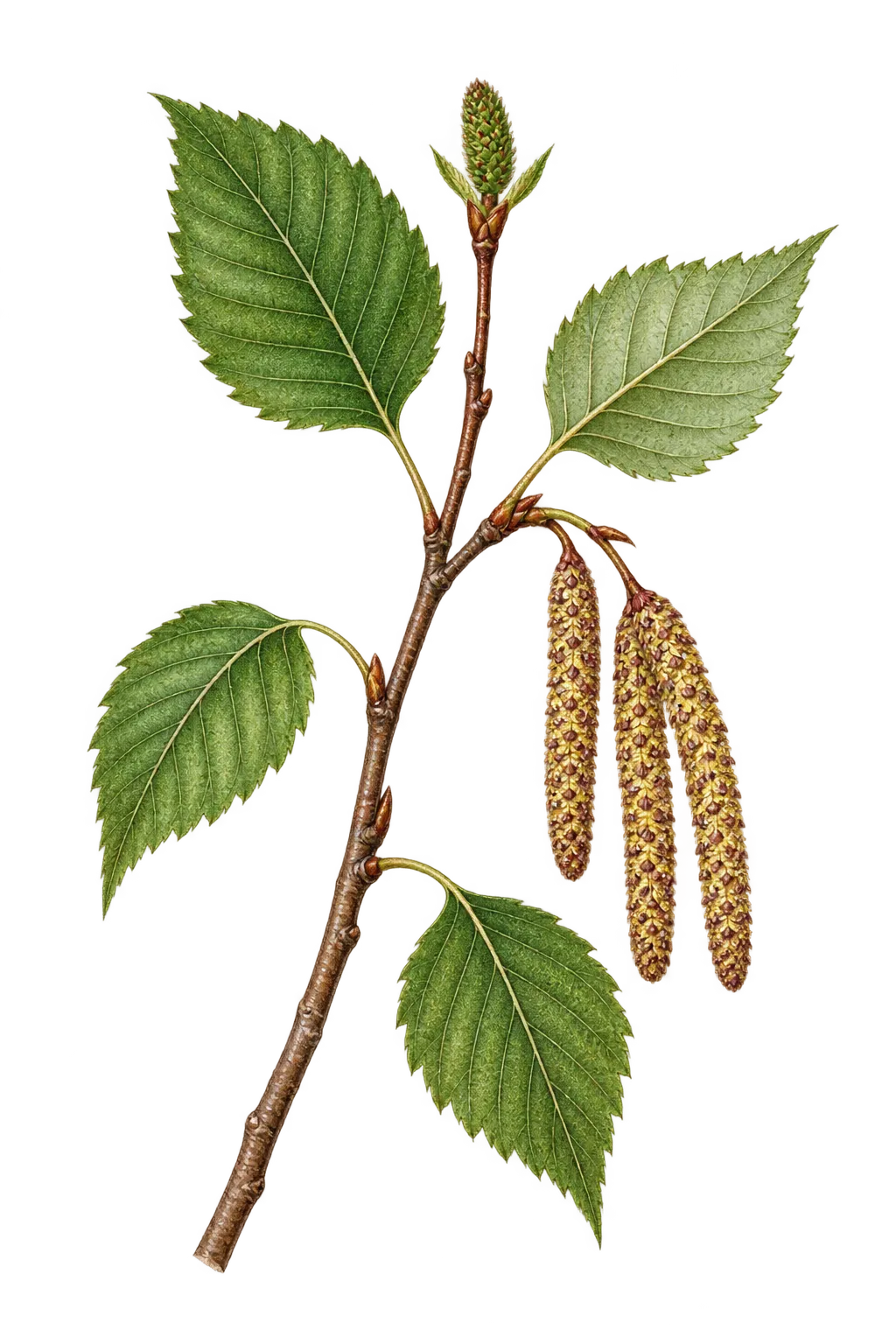 Botanical artwork associated with yellow birch (Betula alleghaniensis Britton)